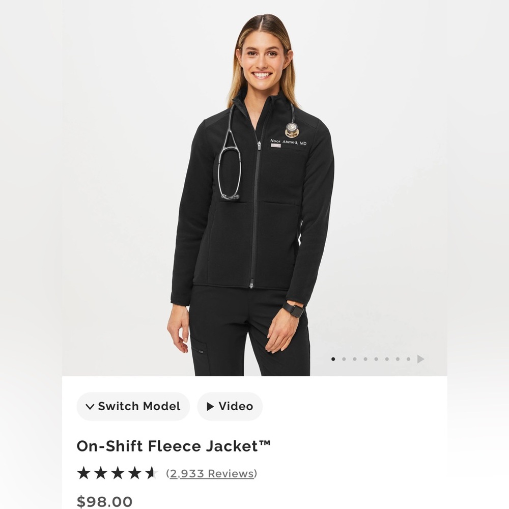 Figs Women's Black Utility Fleece Jacket
